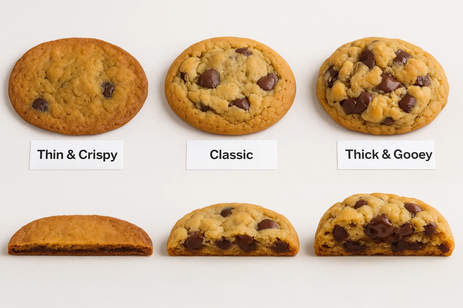 Comparison of Thin & Crispy, Classic, and Thick & Gooey Cookies